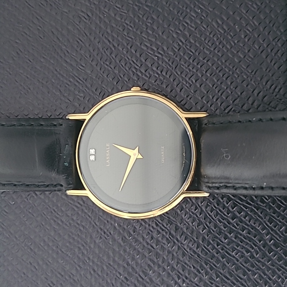 Lasalle (Seiko).Gold and Black Quartz Timepiece- Mens.